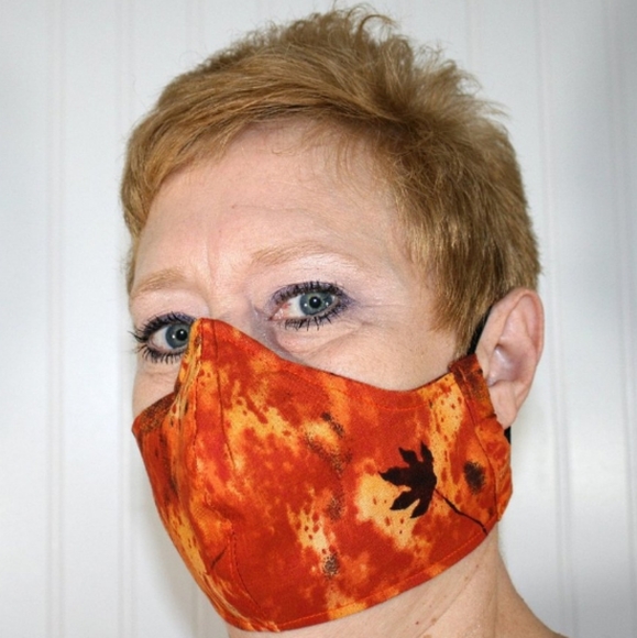 Hand Crafted Accessories - HANDMADE Cloth Fall Orange Tie Dye FaceMask Shield